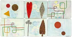Chris Heaphy, Gift, acrylic and oilstick on six cork placemats