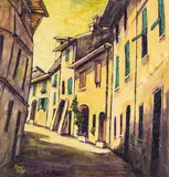 Bineta Hinton, Montalcino, acrylic on board