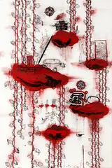 Ano Ano by John Pule, acrylic, enamel and ink on canvas, sold Nov 2014