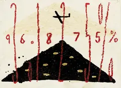 Painting 1993 by Peter Robinson, oil and bitumen on paper, offered Nov 2014