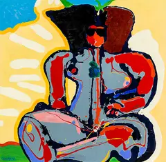 Brown Model by Pat Hanly, enamel and oil on board, sold Nov 2014
