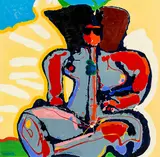 Pat Hanly, Brown Model, enamel and oil on board