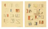 Colin McCahon, Numerals (for Landfall Magazine), watercolour and graphite on paper, two panels