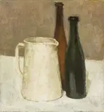 Jude Rae, Still Life with Bottles, oil on linen