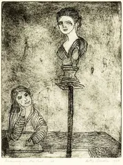 Betty Beadle, Drawing on the Past, softground etching, 1/25