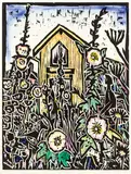 Nigel Brown, Summer Garden, hand coloured woodcut