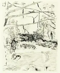Le Parc Monceau by Pierre Bonnard, etching, 1937 (purportedly in an edition of 500), sold Oct 2014