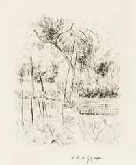 Andre Dunoyer de Segoznac, Jardin Fleur, etching, 1930