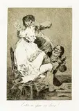 Francisco Goya y Lucientes, Now That’s Reading – Capricho No. 29, etching and aquatint, circa 1798