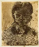 Paul Cézanne, Tête de Femme, etching, 1873