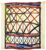 Untitled – Polychrome Grid by Allen Maddox, oil on cotton, offered Oct 2014