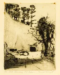 An Old Quarry, Mt Eden by Trevor Lloyd, etching, sold Oct 2014