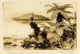 Trevor Lloyd, Hinemoa’s Island, Rotorua, etching