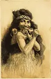 Trevor Lloyd, Maori Girl, etching