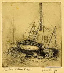 The End of Their Days by Trevor Lloyd, etching, sold Oct 2014