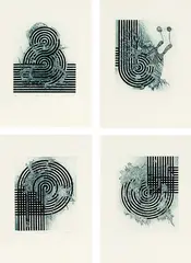 Julia Morrison, Flotsam and Jetsam No’s 1-4, four mezzotint etchings, 14/20