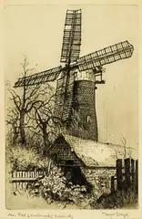 Trevor Lloyd, An Old Landmark (Auckland), etching