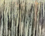 Sally Lush, Run Off over Black Sand Beach I, oil on board