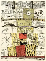 Preturbed Visitor by John Pule, lithograph, 25/34, sold Oct 2014