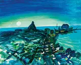 Michael Smither, View of Port with Paritutu Rock, oil on board