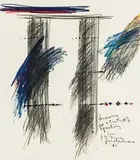 Ralph Hotere, Drawing for a Tin Roof Painting, graphite, oil pastel and watercolour on paper