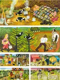 The Magpies (Written by Denis Glover, pictures by Dick Frizzell) by Dick Frizzell, oil on paper laid onto board, seven panels, sold Aug 2014