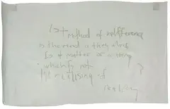 L. Budd, 1st Method of Indifference is the mind a thing which Is of matter or a thing which Is not the realising of reality?, oilstick, acrylic and duct tape on vinyl