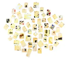 How do we learn? by Richard Killeen, acrylic and collage on aluminium, 61 pieces, offered Aug 2014