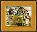 Peter McIntyre, Maori Children at Kakahi Pa, watercolour