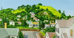 Peter Siddell, View towards Mt Eden from Vicinity of Belle Vue Rd, acrylic on hardboard