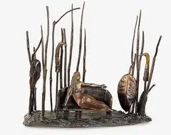 French Sticks (Woman on Couch) by Paul Dibble, cast bronze, 1/3, offered Aug 2014