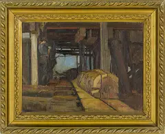 Dame Ngaio Marsh, A New Zealand Sawmill, oil on board