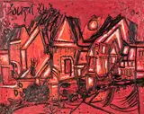 F. N. Souza, Hampstead Terraces, oil on board