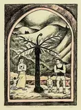 Nigel Brown, Land and Family, hand coloured lithograph, 17/20