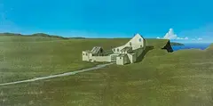 Brent Wong, Landscape and Farm Building, screenprint, unlimited edition, published by the artist