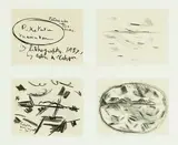 Colin McCahon, Puketutu Manukau, three lithographs together with cover sheet, mounted together (edition of 100)
