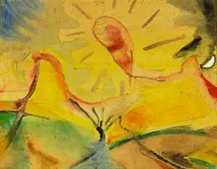 Tim Garrity, Sun and Mountains, watercolour and gouache on card