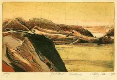Great Barrier – Harataonga by Stanley Palmer, bamboo engraving, proof, sold Jun 2014
