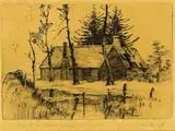 Trevor Lloyd, The Old Mission Home, Kohimarama, etching