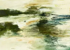 Untitled – abstract landscape by Suzanne Goldberg, oil on board, sold Jun 2014