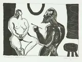 Pat Hanly, Model and artist II, lithograph