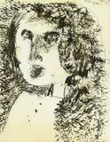 Ralph Hotere, Portrait of an Algerian Woman, ink on paper