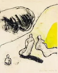 Figures in Light by Pat Hanly, monoprint, sold Jun 2014
