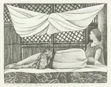 Robin White, Self Portrait with Michael, Tarawa, graphite on paper