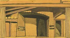 H V Miller, Stage Set for Ladies in Retirement, watercolour