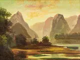 George Ernest Pruden, Milford Sound, oil on board