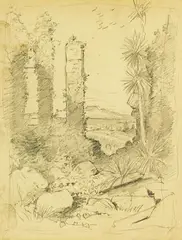Trevor Lloyd, Ruins, graphite on paper