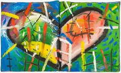 Untitled - Heart Book by Philippa Blair, acrylic on folding canvas, sold Jun 2014