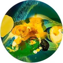 Seung Yul Oh, Round!, acrylic and varnish on canvas mounted to board
