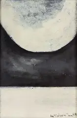 Colin McCahon, Black White Landscape, enamel on hardboard